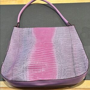 Salvatore Ferragamo Purple & Pink Lizard Shoulder Bag